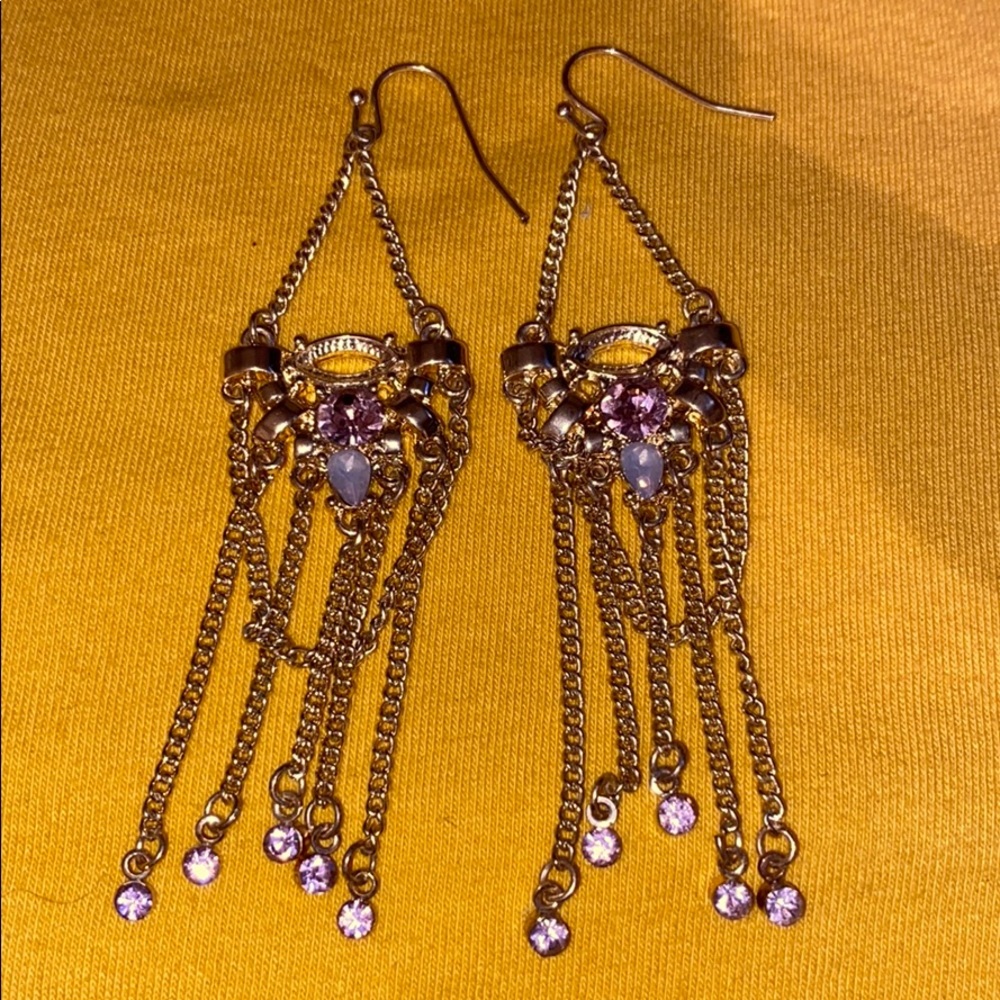 Light pink sequin diamond dangle earrings